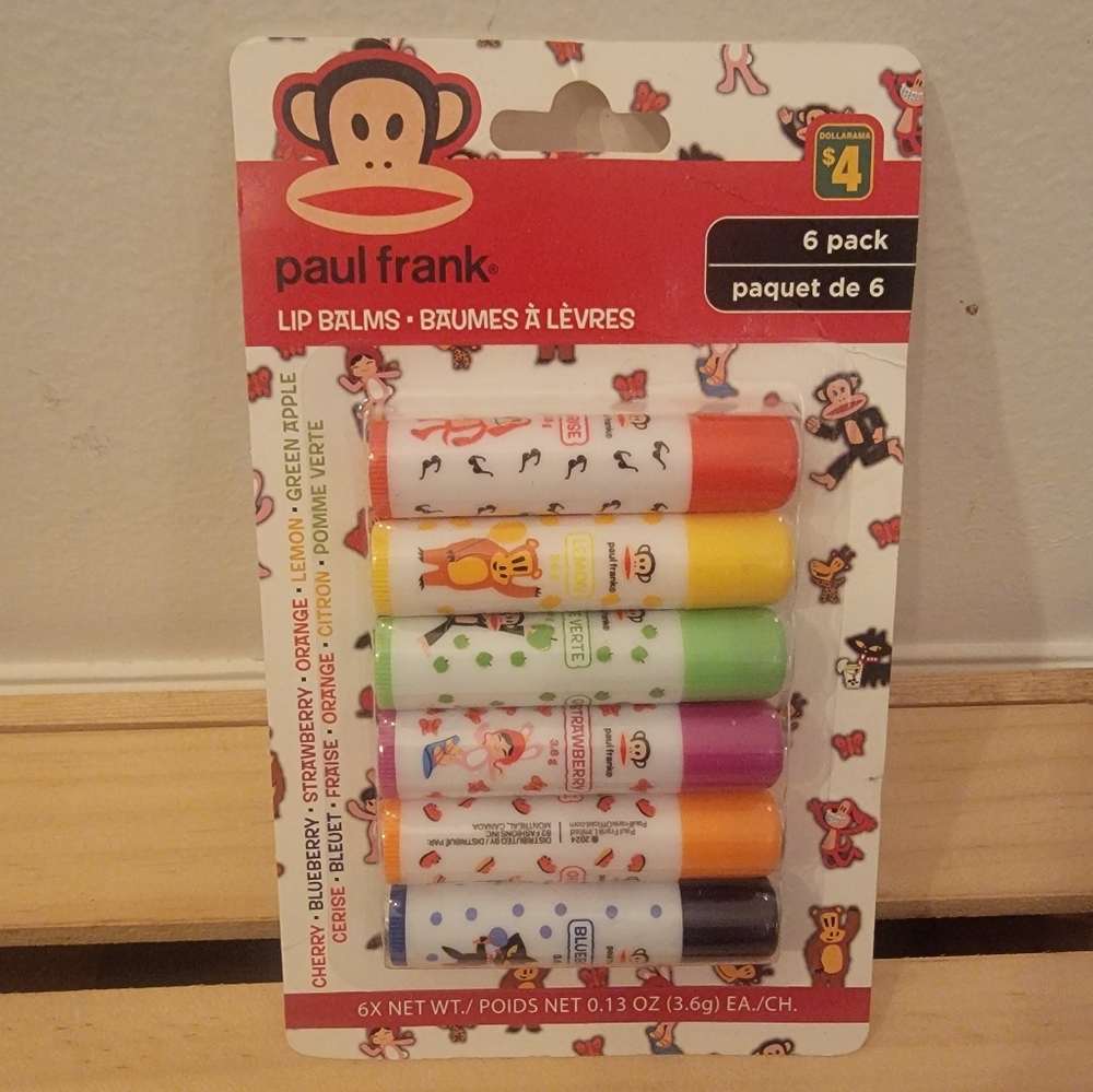 Paul Frank Lip Balm 6-Pack – Brand New & Sealed – Fruity Flavours